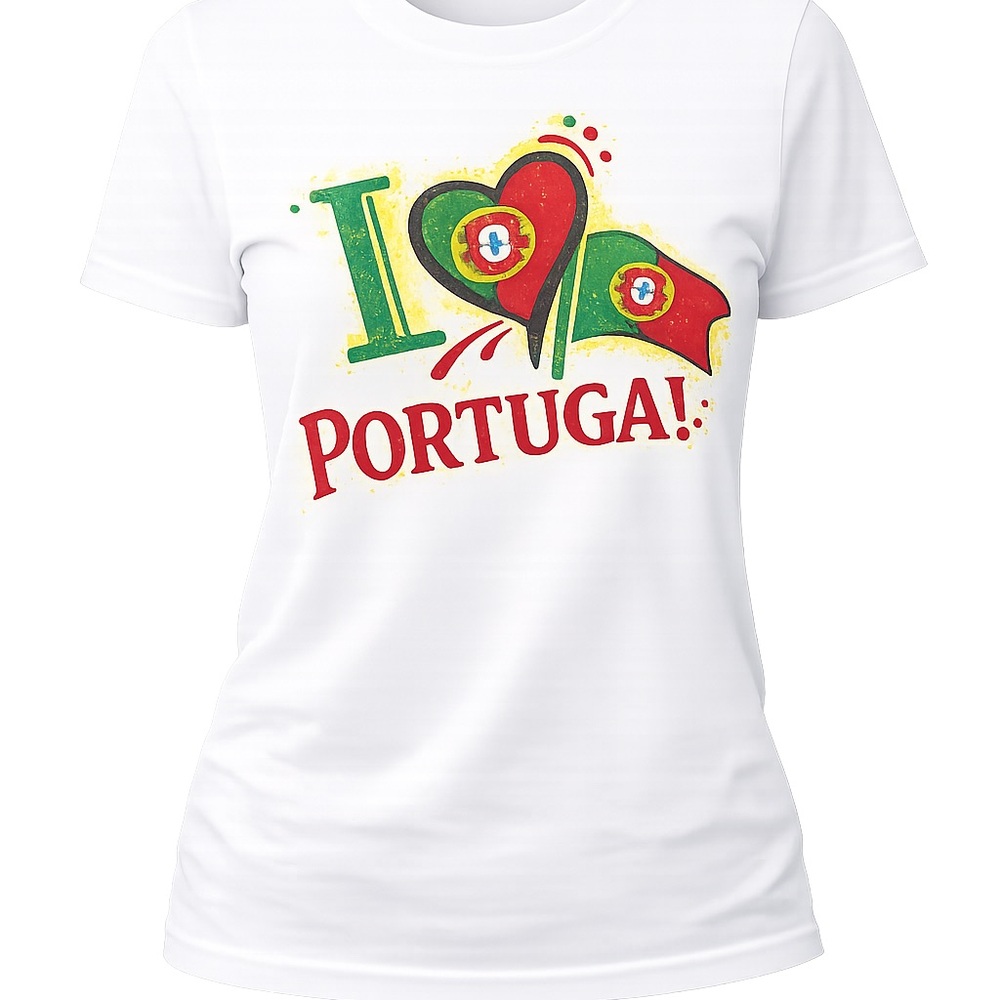 White 'I Love Portugal' Graphic T-Shirt